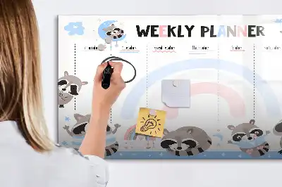 Magnetic glass dry erase board children's weekly planner