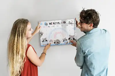 Magnetic glass dry erase board children's weekly planner