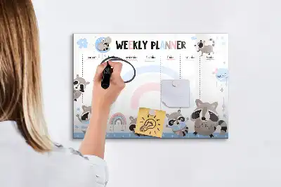 Magnetic glass dry erase board children's weekly planner
