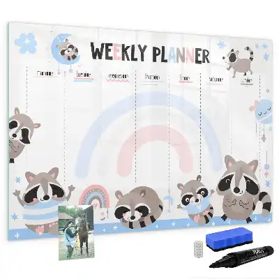 Magnetic glass dry erase board children's weekly planner