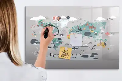 Magnetic marker board with cartoon map design