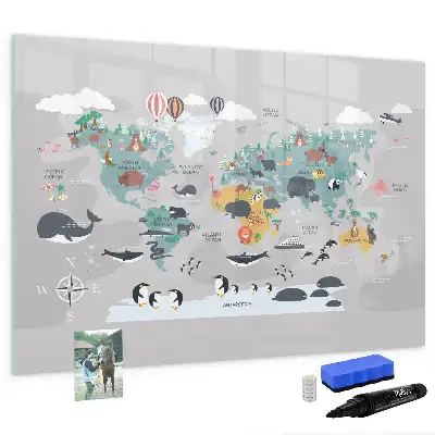 Magnetic marker board with cartoon map design
