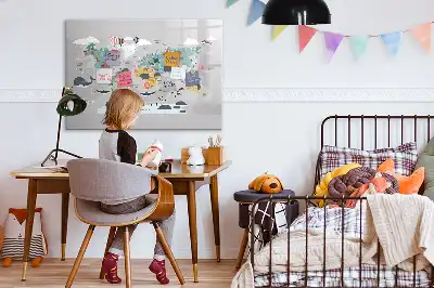 Magnetic marker board with cartoon map design