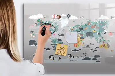 Magnetic marker board with cartoon map design