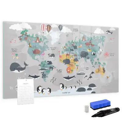 Magnetic marker board with cartoon map design