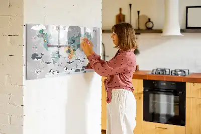 Magnetic marker board with cartoon map design