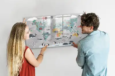 Magnetic marker board with cartoon map design