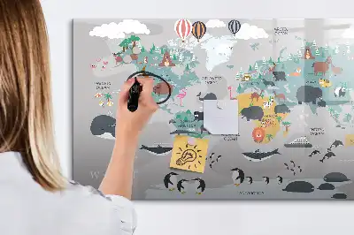 Magnetic marker board with cartoon map design