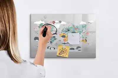 Magnetic marker board with cartoon map design