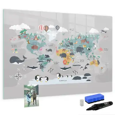 Magnetic marker board with cartoon map design