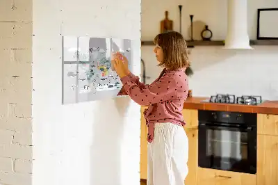 Magnetic marker board with cartoon map design