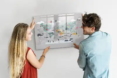 Magnetic marker board with cartoon map design