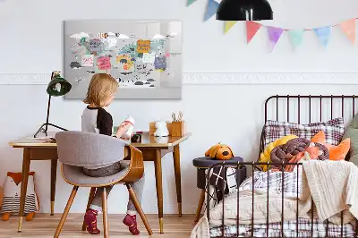 Magnetic marker board with cartoon map design