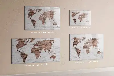 Magnetic glass dry erase board world map on brick design