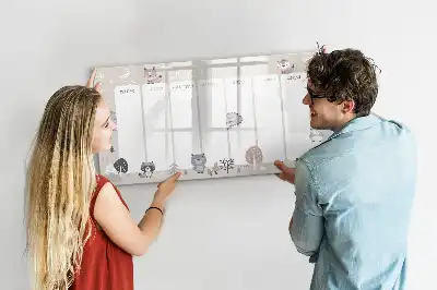 Magnetic weekly planner board with animal illustrations