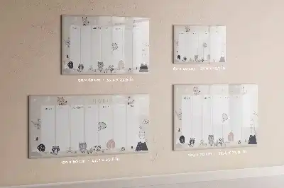 Magnetic weekly planner board with animal illustrations