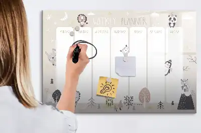 Magnetic glass dry erase board weekly planner