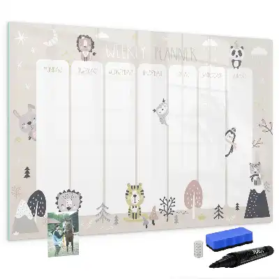 Magnetic glass dry erase board weekly planner