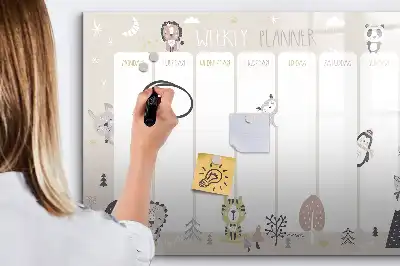 Magnetic glass dry erase board weekly planner