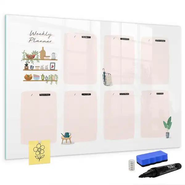 Magnetic marker board weekly planner