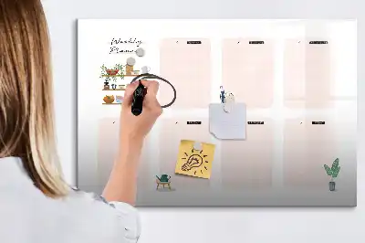 Magnetic marker board weekly planner