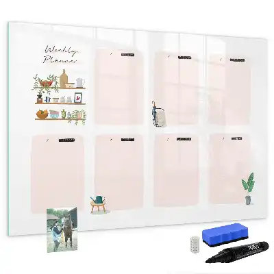 Magnetic marker board weekly planner