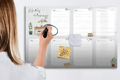 Magnetic glass dry erase board convenient weekly planner