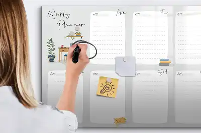 Magnetic glass dry erase board convenient weekly planner
