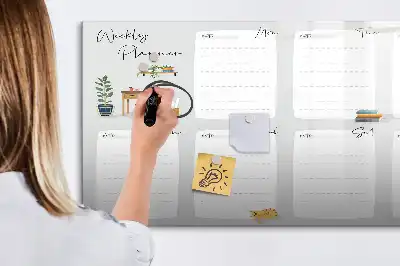 Magnetic glass dry erase board convenient weekly planner