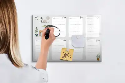 Magnetic glass dry erase board convenient weekly planner