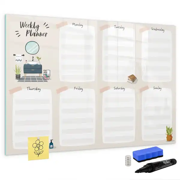 Magnetic marker board weekly planner