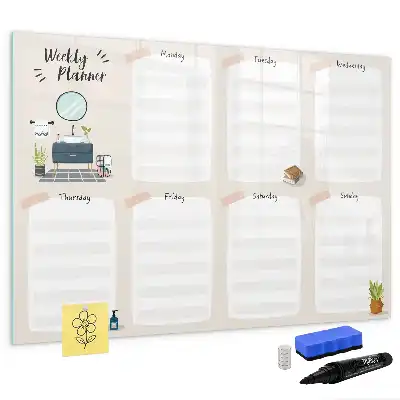 Magnetic marker board weekly planner