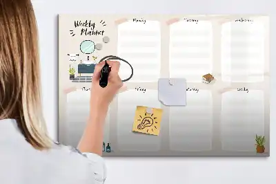 Magnetic marker board weekly planner