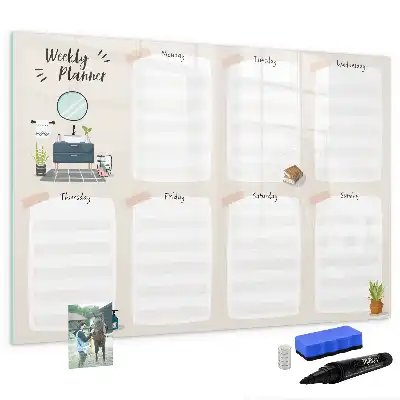 Magnetic marker board weekly planner