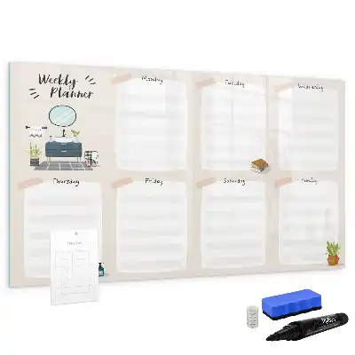 Magnetic marker board weekly planner