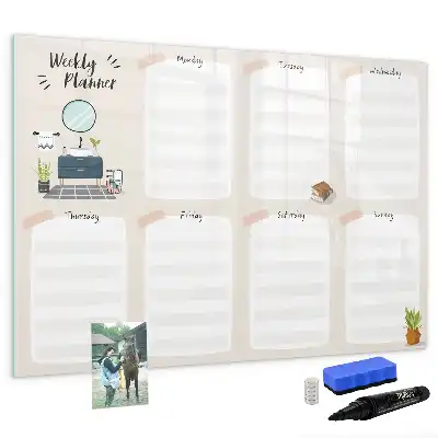 Magnetic marker board weekly planner