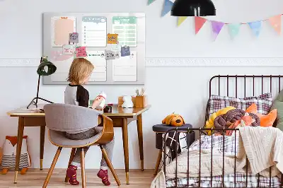 Magnetic glass dry erase board with colorful notes design