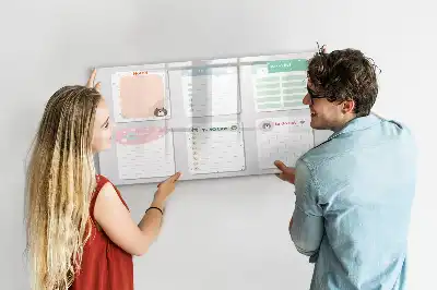 Magnetic glass dry erase board with colorful notes design