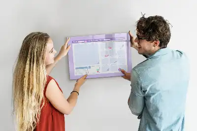 Magnetic glass dry erase board pink yearly planner