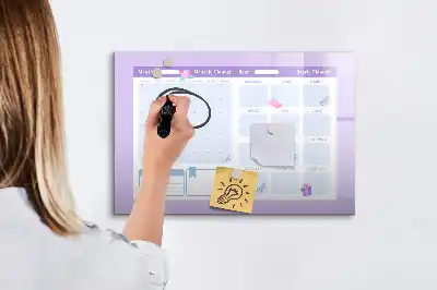 Magnetic glass dry erase board pink yearly planner