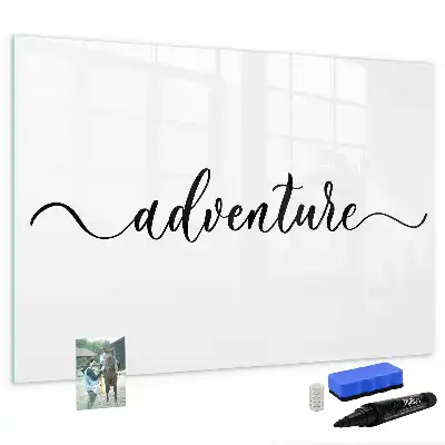Magnetic glass dry erase board adventure text design