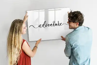 Magnetic glass dry erase board adventure text design