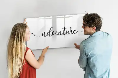 Magnetic glass dry erase board adventure text design
