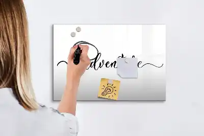 Magnetic glass dry erase board adventure text design