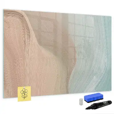 Magnetic glass dry erase board wave abstraction design