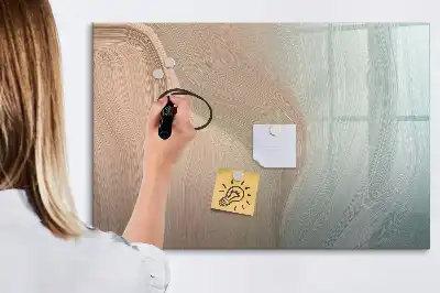 Magnetic glass dry erase board wave abstraction design