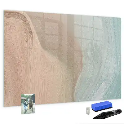 Magnetic glass dry erase board wave abstraction design