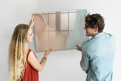 Magnetic glass dry erase board wave abstraction design