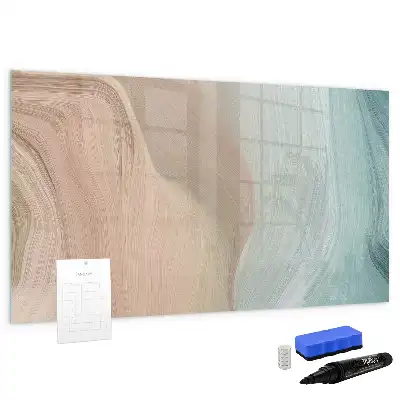 Magnetic glass dry erase board wave abstraction design