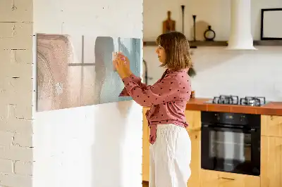 Magnetic glass dry erase board wave abstraction design